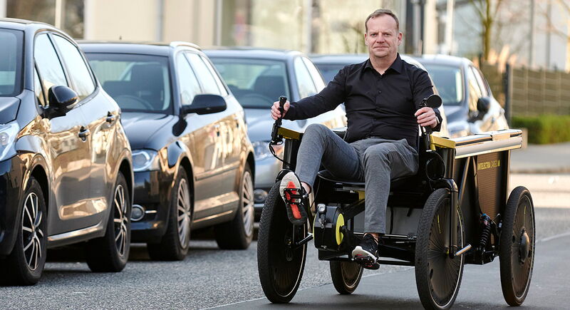 Da steckt Herzblut drin: Oliver Rüspeler fährt einen Intelectra Cargo L, der im Sommer auf den Markt kommt. Räder und andere Bauteile kann man da leicht austauschen