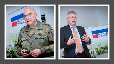 Oberst Michael Felten (Landeskommando Hessen) und Professor Dr. Hubertus Bardt
