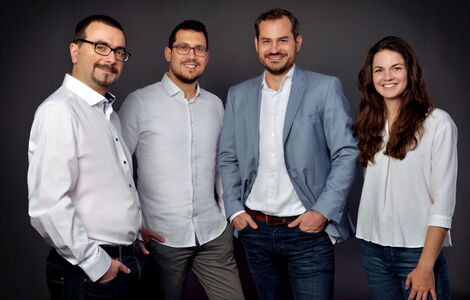 Das Gründerteam Richard Säuberlich, Imed Tayeche, Christopher Ripp und Rachel Maier.